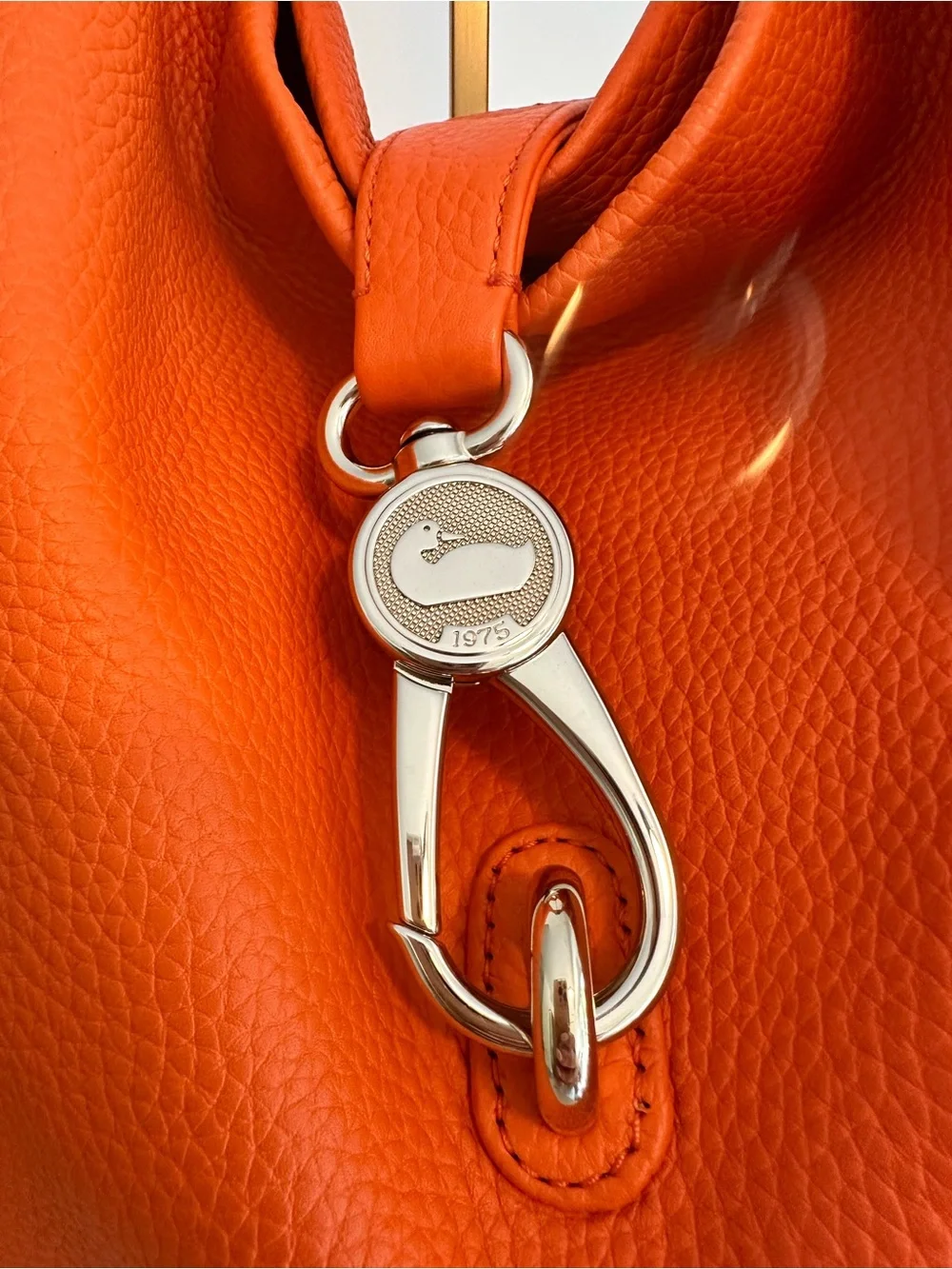 Dooney & Bourke Orange Pebbled Leather Hobo with Silver Hardware